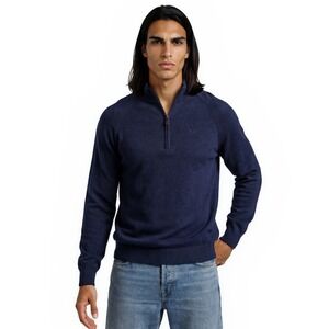 Turtleson 100% Cashmere Sweater Men's Size XL Navy Blue Quarter Zio
